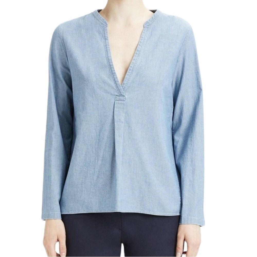 Women's Light Blue V-Neck Top